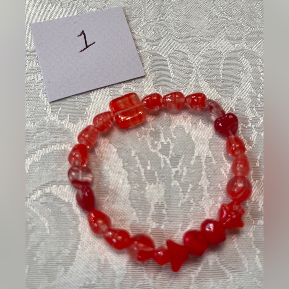 Red Beaded Bracelets Czech Glass Beads Handmade by Me - Picture 3 of 5